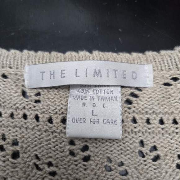 Vintage Y2K The Limited Womens Large Linen Cotton Button Vest Pointelle Crochet - Picture 4 of 7